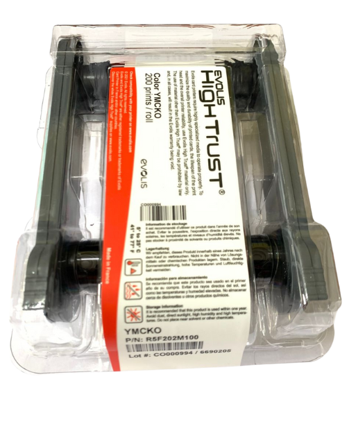 Ruban Couleur YMCKO Evolis R5F202M100 pour imprimante Zenius 2