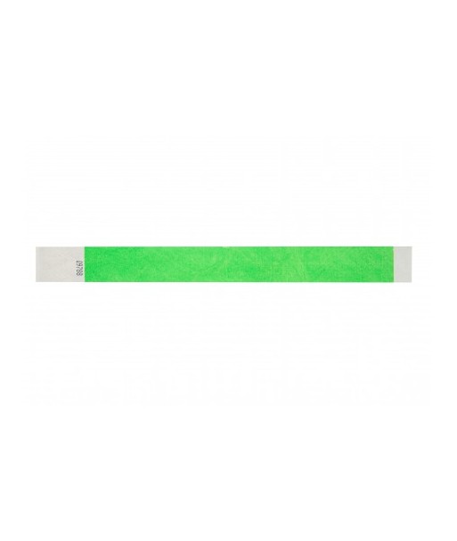 Lot de 100 Bracelets Tyvek Vert Fluo 19mm en Papier Indéchirable (Réf. ICA1475044)